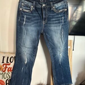 Miss Me Cropped Dark Blue Jeans